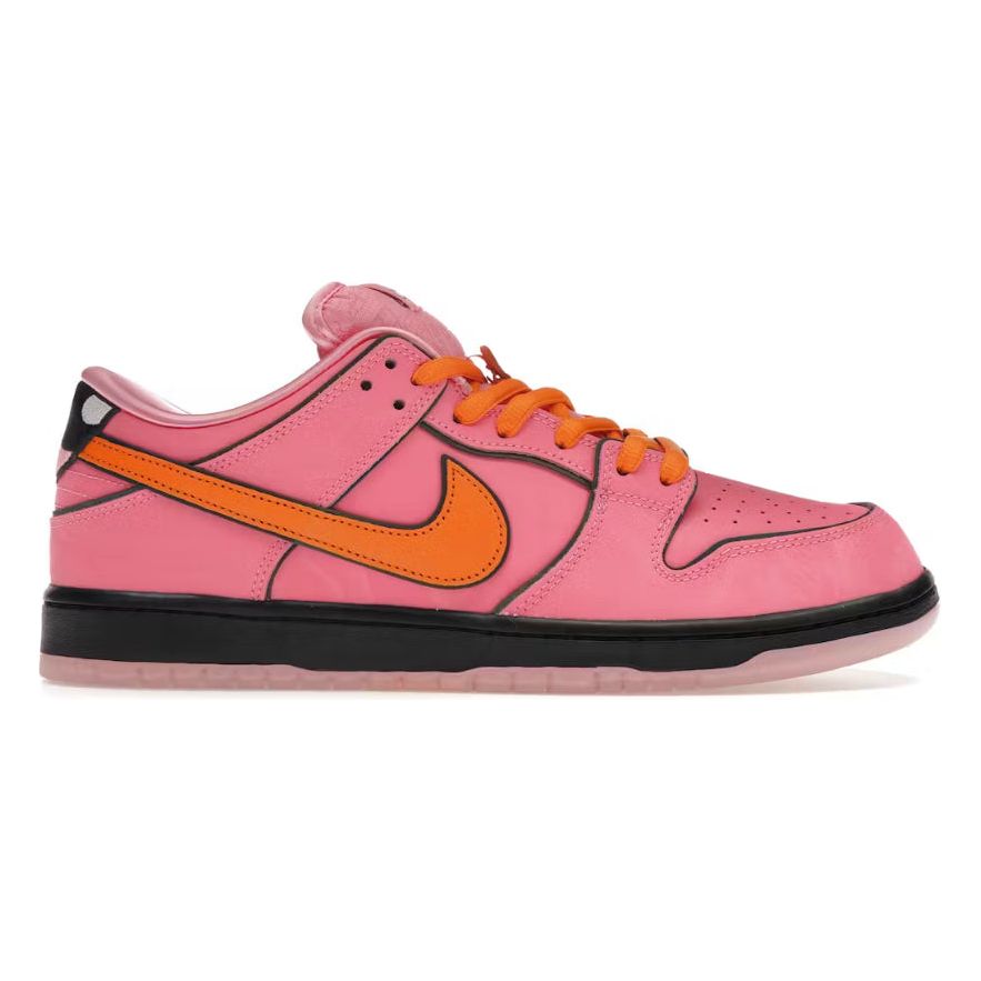 Nike SB Dunk Low Powerpuff Girls Blossom front view – colorful and playful design with pink and purple hues