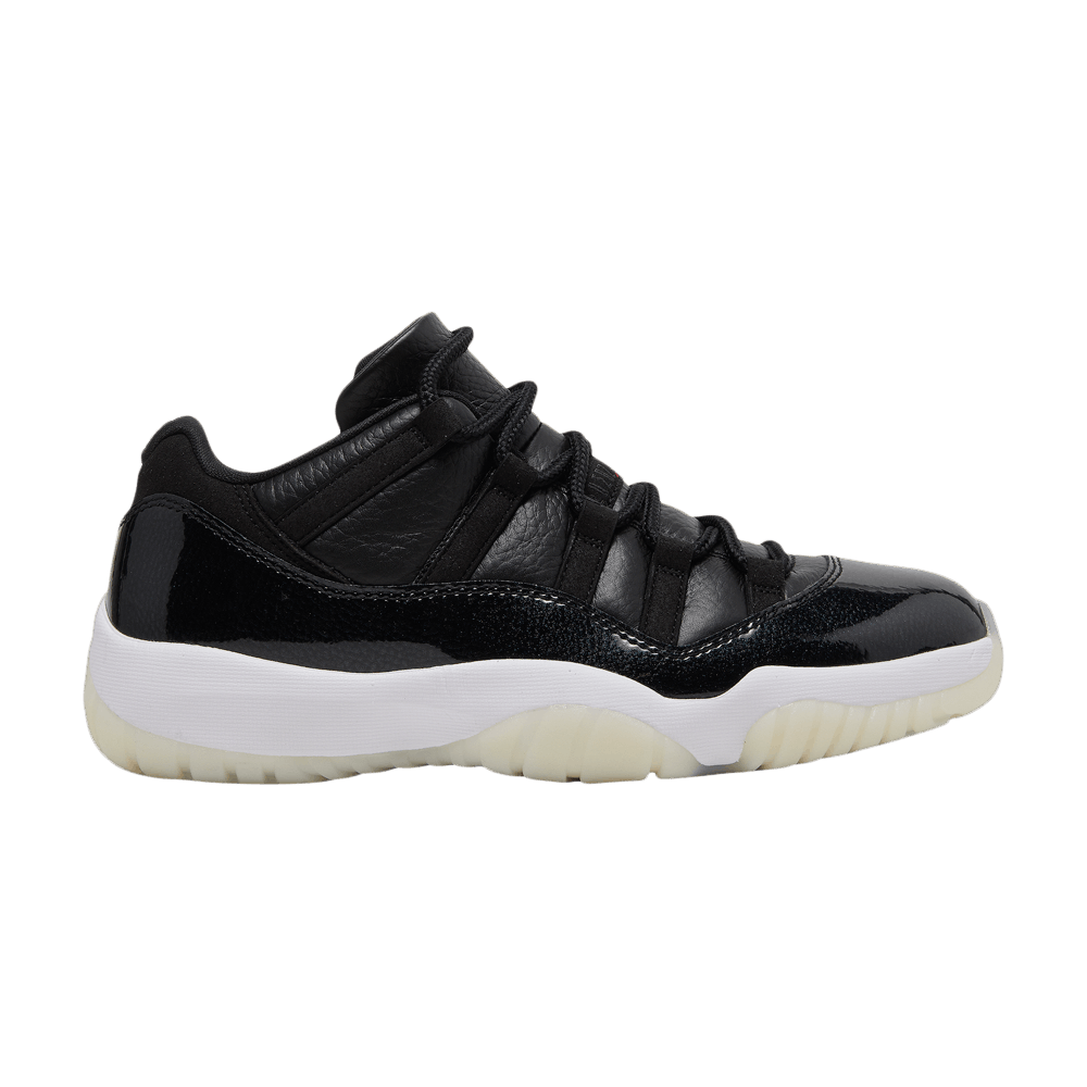 Nike Air Jordan 11 Low 72-10 sneakers in premium black leather with red and white accents, 100% authentic and free shipping in Australia