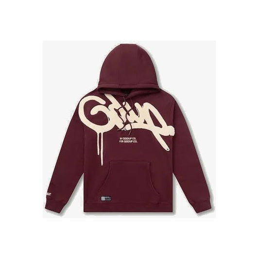 Geedup Handstyle Maroon Cream Hoodie