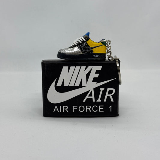 Nike Air Force 1 Low Louis Vuitton Black Gold Silver Keychain