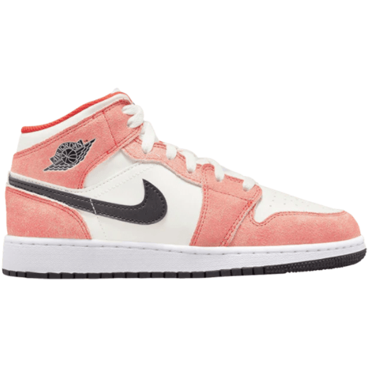 Air Jordan 1 Mid SE Orange Suede GS with premium suede upper, youth sizing, fast shipping, 100% authentic, and limited availability