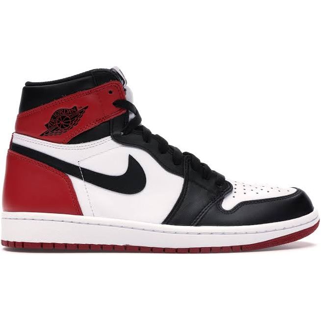 Jordan 1 Retro High OG Black Toe Reimagined side view – classic black, white, and red colorway