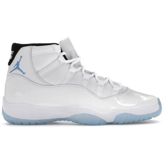 Jordan 11 Retro Legend Blue 2024 side view – white patent leather upper
