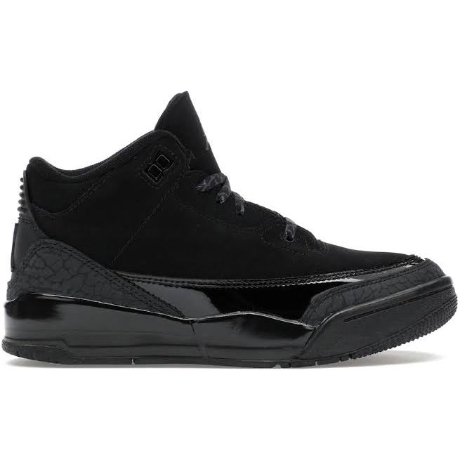 Jordan 3 Retro Black Cat 2025 side view – all-black suede sneaker