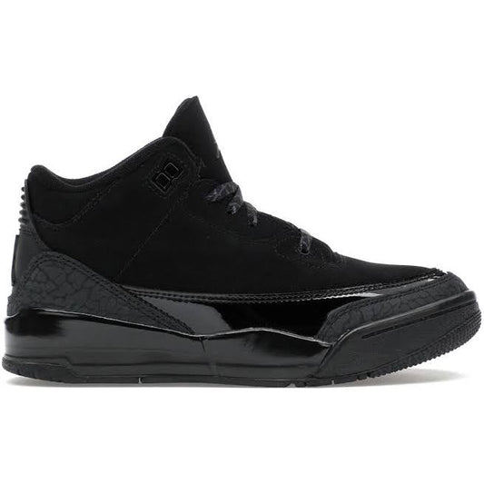 Jordan 3 Retro Black Cat 2025 side view – all-black suede sneaker