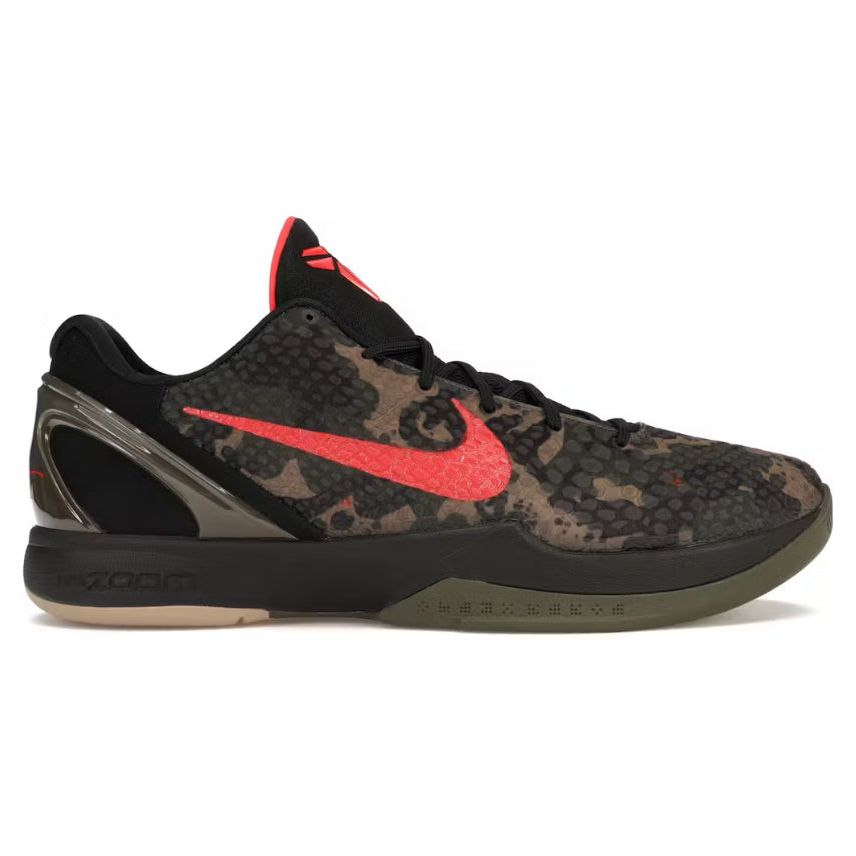 Nike Kobe 6 Protro Italian Camo 2024 sneakers with an Italian camo design, featuring Kobe Bryant's signature logo and advanced performance technology for basketball players.