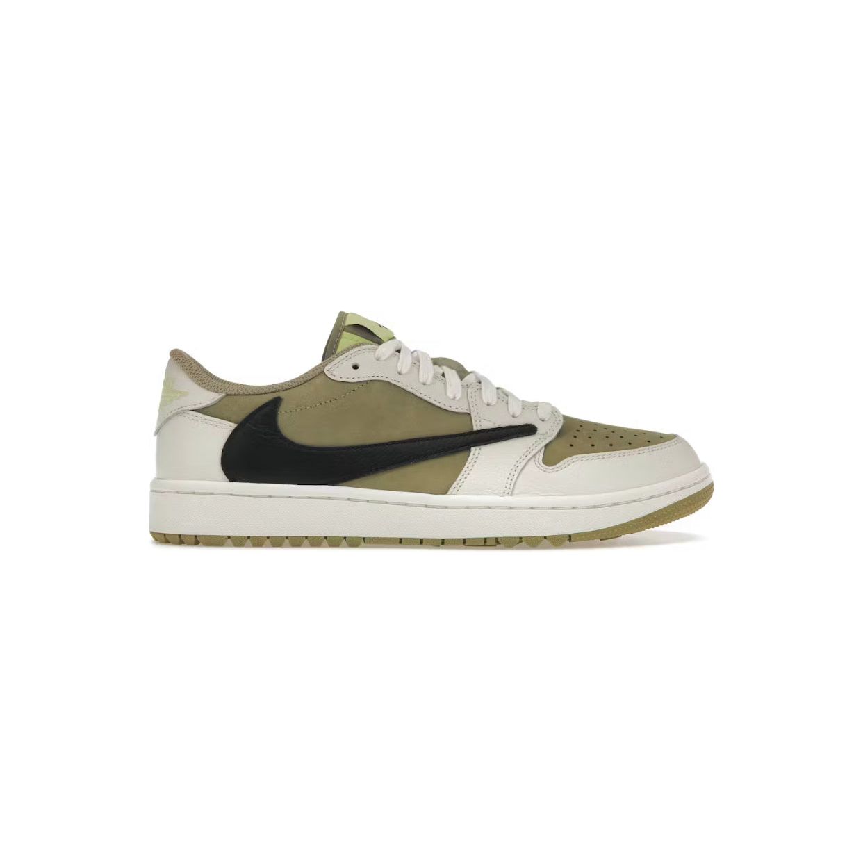 “Authentic Jordan 1 Low Travis Scott Golf ‘Olive’ sneakers – front view”