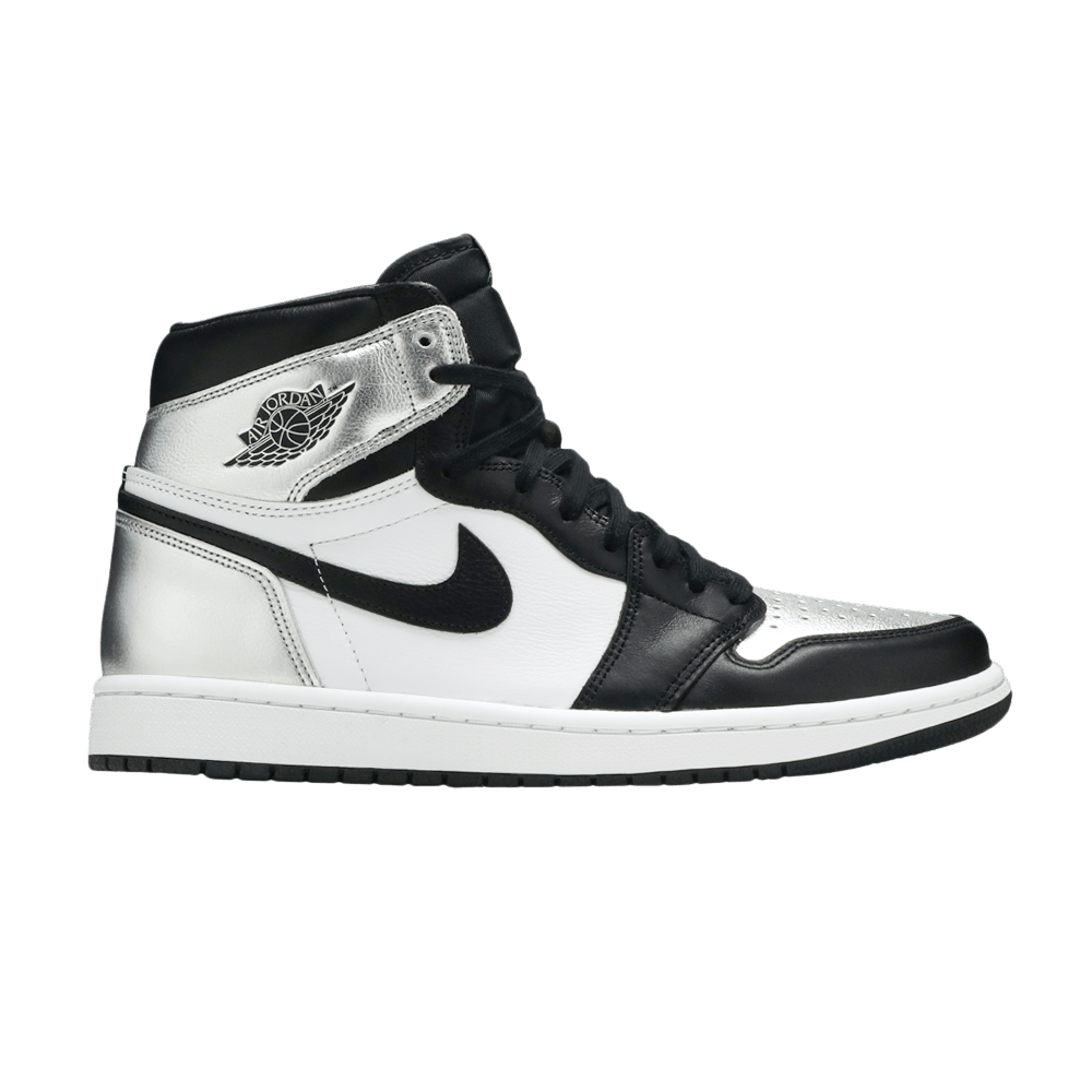 Nike Air Jordan 1 High "Silver Toe" (W) – Women’s authentic retro sneakers, silver and black colorway, cheap price, fast shipping included