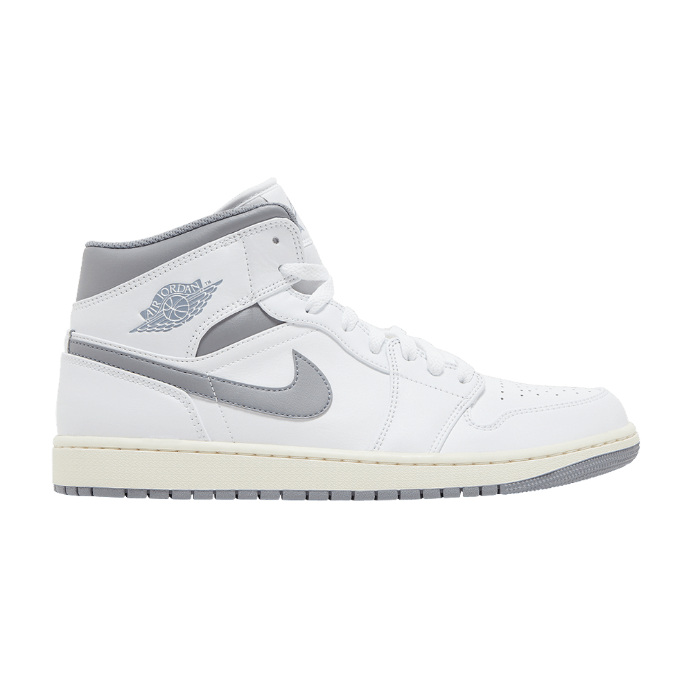 Nike Air Jordan 1 Mid Neutral Grey sneakers in white and grey leather, 100% authentic with free shipping in Australia