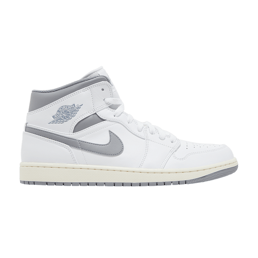 Nike Air Jordan 1 Mid Neutral Grey sneakers in white and grey leather, 100% authentic with free shipping in Australia