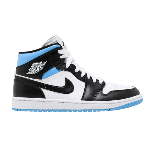 Nike Air Jordan 1 Mid University Blue women’s sneakers with UNC colorway, free shipping and 100% authentic in Australia