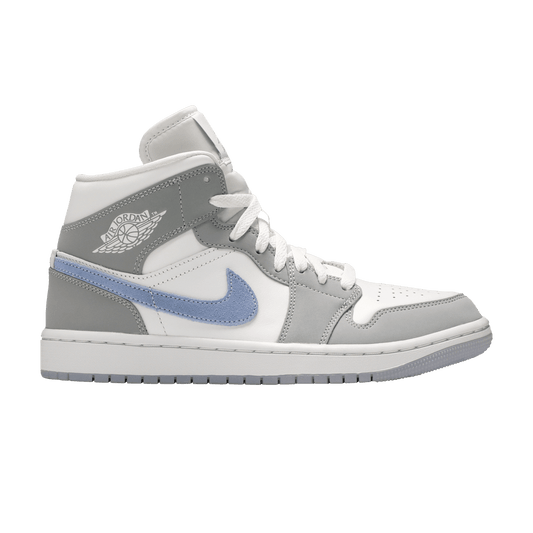 Nike Air Jordan 1 Mid Wolf Grey women’s sneakers in white and grey tones with free shipping and authentic quality in Australia