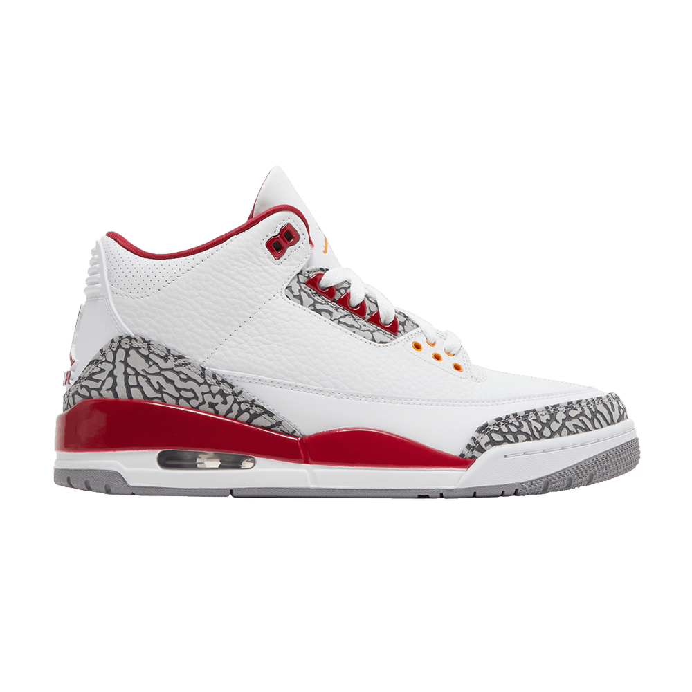 Nike Air Jordan 3 Cardinal Red sneakers in white, red, and grey with elephant print. 100% authentic and free shipping in Australia