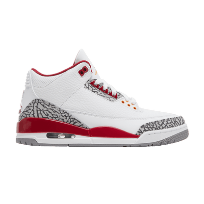 Nike Air Jordan 3 Cardinal Red sneakers in white, red, and grey with elephant print. 100% authentic and free shipping in Australia