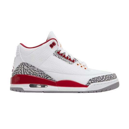 Nike Air Jordan 3 Cardinal Red sneakers in white, red, and grey with elephant print. 100% authentic and free shipping in Australia