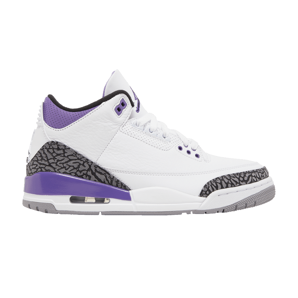 Nike Air Jordan 3 Dark Iris sneakers in white leather with purple details, 100% authentic and free shipping in Australia