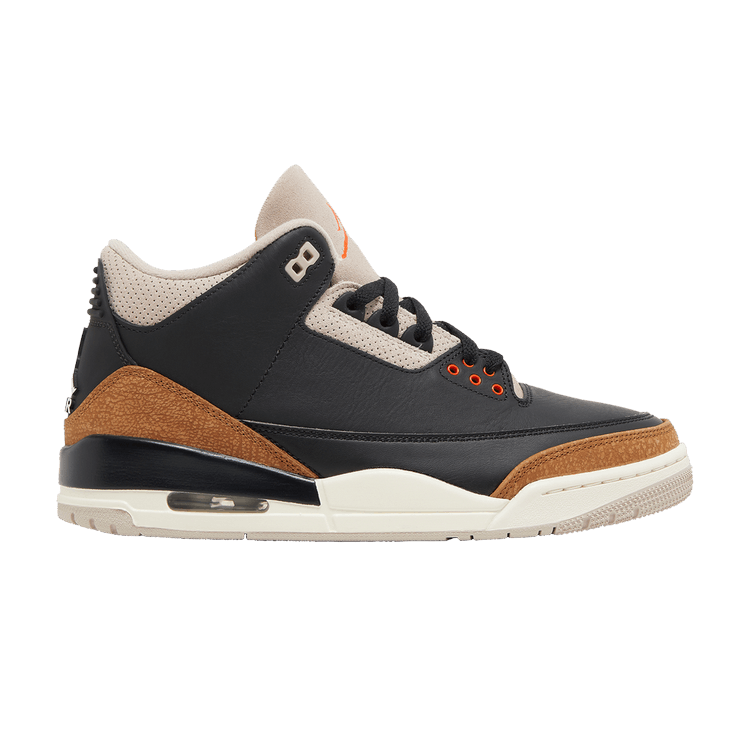 Nike Air Jordan 3 Desert Elephant sneakers in black leather with brown and tan accents, 100% authentic with free shipping in Australia