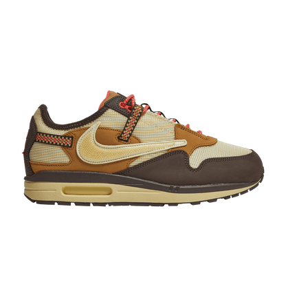 Nike Air Max 1 Travis Scott Baroque Brown sneakers with reversed Swoosh, 100% authentic and free shipping available in Australia