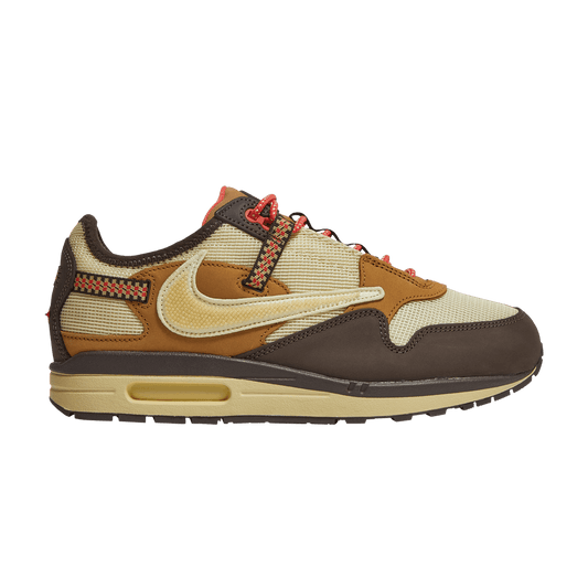 Nike Air Max 1 Travis Scott Baroque Brown sneakers with reversed Swoosh, 100% authentic and free shipping available in Australia