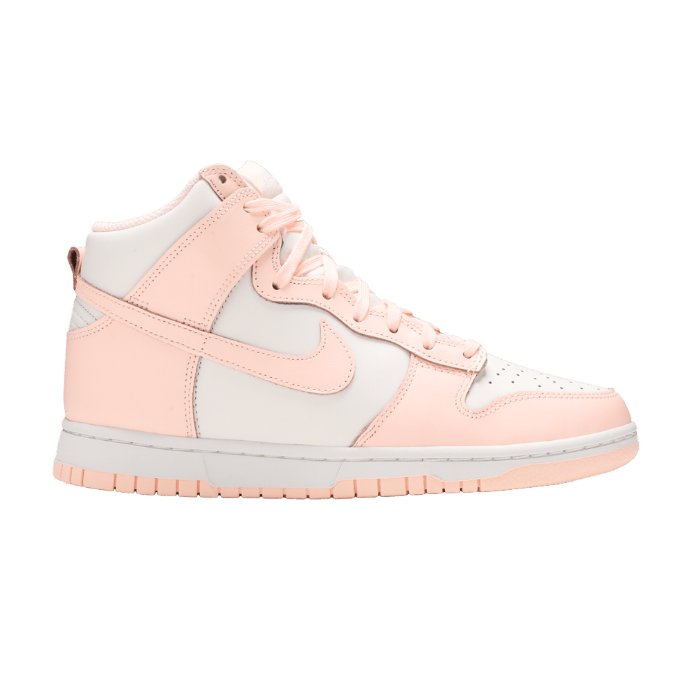 Nike Dunk High Crimson Tint women’s sneakers in soft pink and white leather, 100% authentic with free shipping in Australia