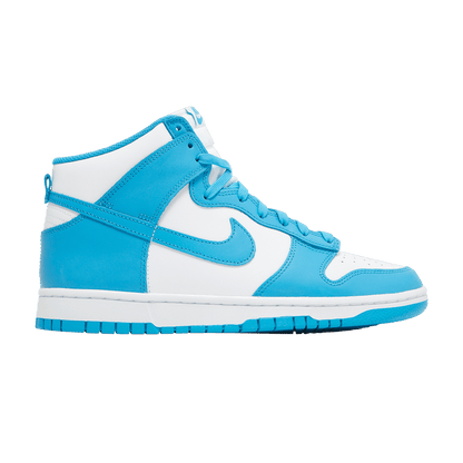 Nike Dunk High Laser Blue sneakers in white and laser blue leather, 100% authentic with free shipping available in Australia