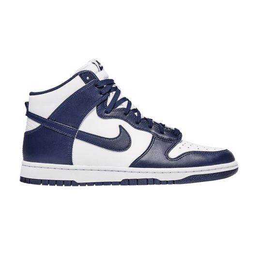 Nike Dunk High Midnight Navy sneakers in classic navy and white leather, 100% authentic with free shipping in Australia