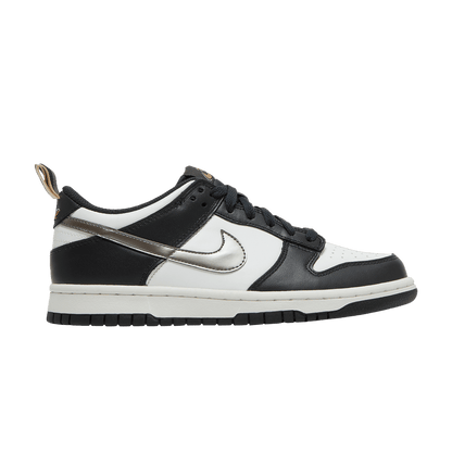 Nike Dunk Low Black White Metallic GS sneakers with black, white, and metallic accents, 100% authentic with free shipping in Australia