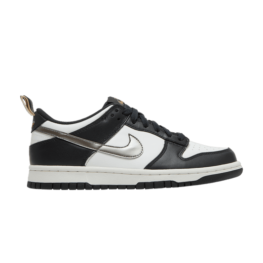 Nike Dunk Low Black White Metallic GS sneakers with black, white, and metallic accents, 100% authentic with free shipping in Australia