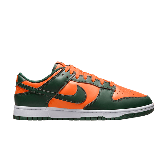 Nike Dunk Low Miami Hurricanes sneakers in green and orange, authentic with cheap prices and fast shipping in Australia