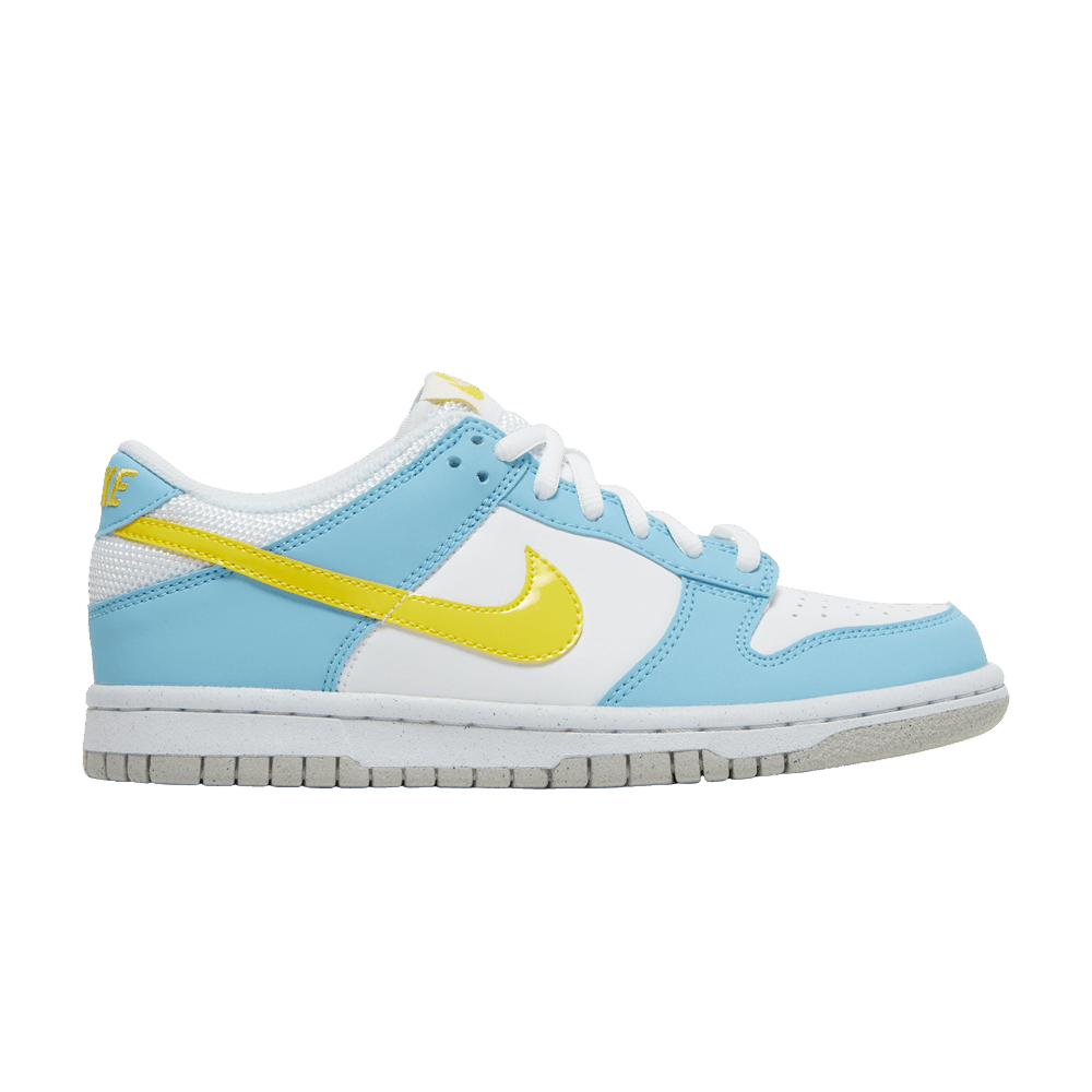 Nike Dunk Low Homer Simpson GS sneakers in light blue, yellow, and white, 100% authentic with free shipping available in Australia