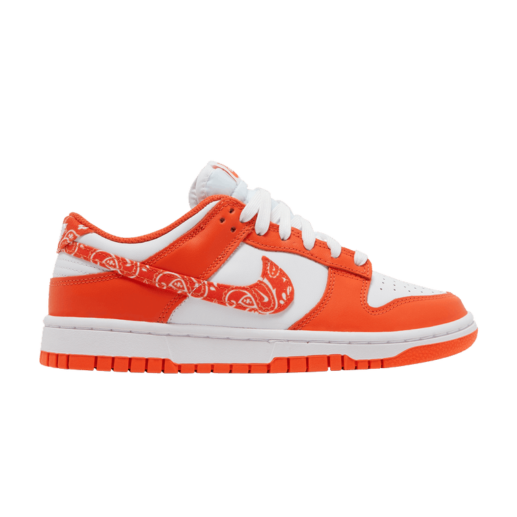 Nike Dunk Low Orange Paisley W sneakers with orange paisley Swoosh on white leather, 100% authentic with free shipping in Australia
