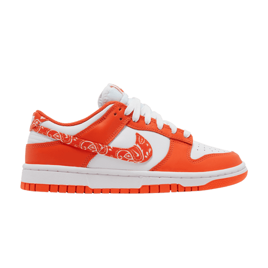 Nike Dunk Low Orange Paisley W sneakers with orange paisley Swoosh on white leather, 100% authentic with free shipping in Australia