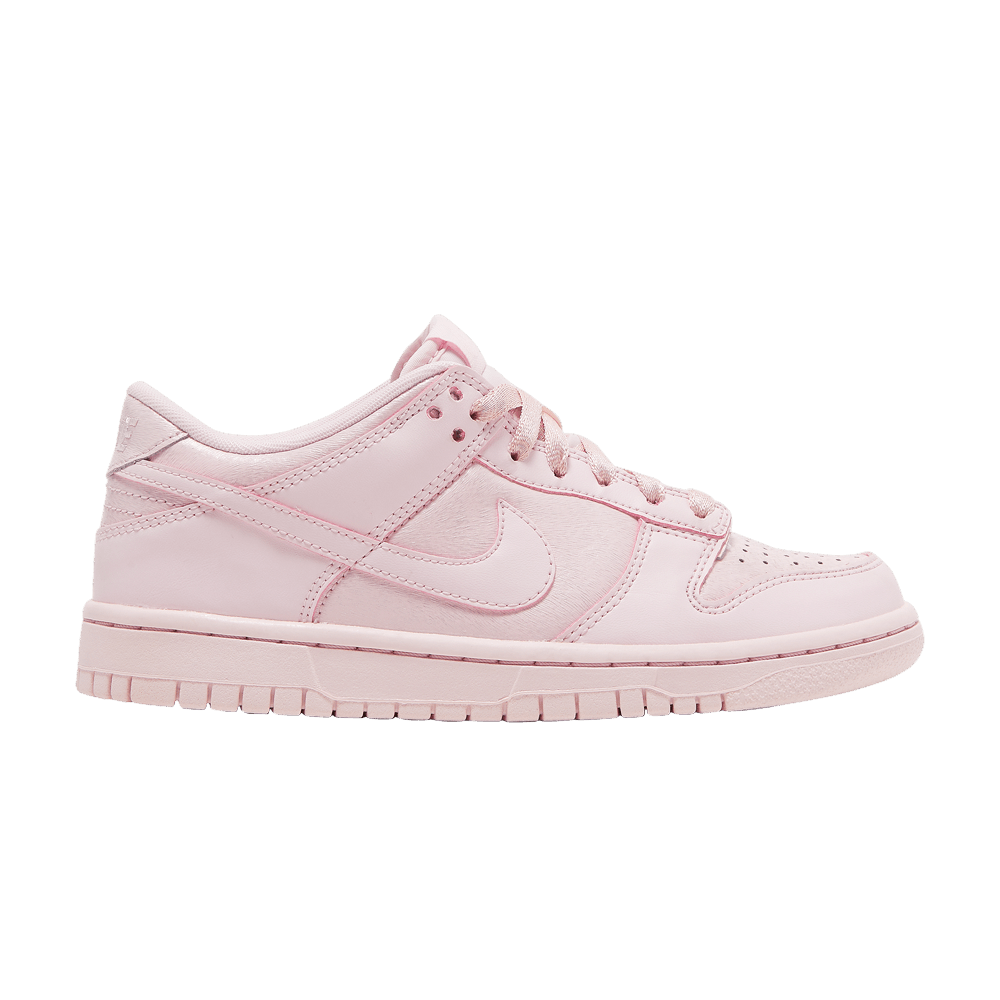 Nike Dunk Low SE Pink Prism GS sneakers in soft pink leather, 100% authentic with free shipping available in Australia