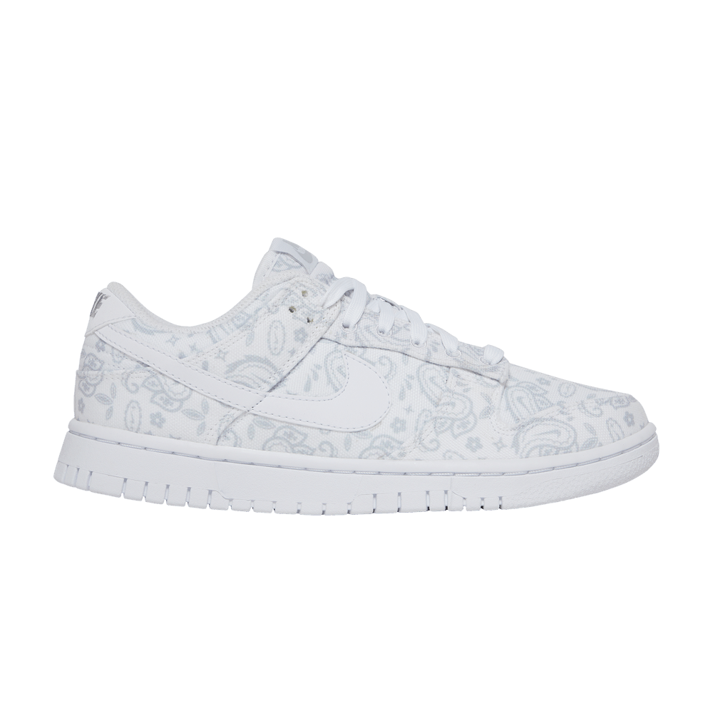 Nike Dunk Low White Paisley W sneakers with all-white leather and paisley Swoosh, 100% authentic and free shipping in Australia