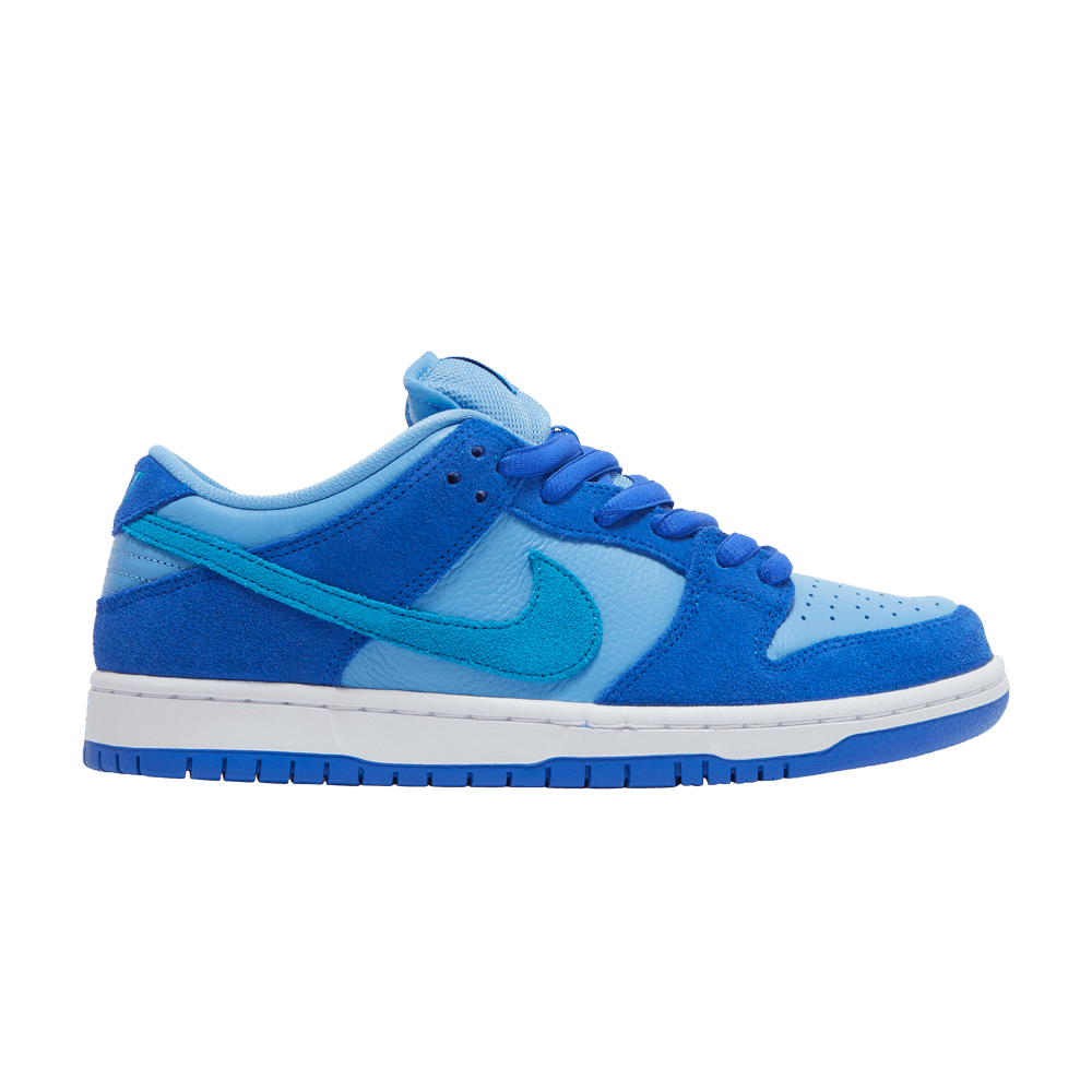 Nike SB Dunk Low Blue Raspberry sneakers in bright blue suede with fruity graphics, 100% authentic and free shipping in Australia